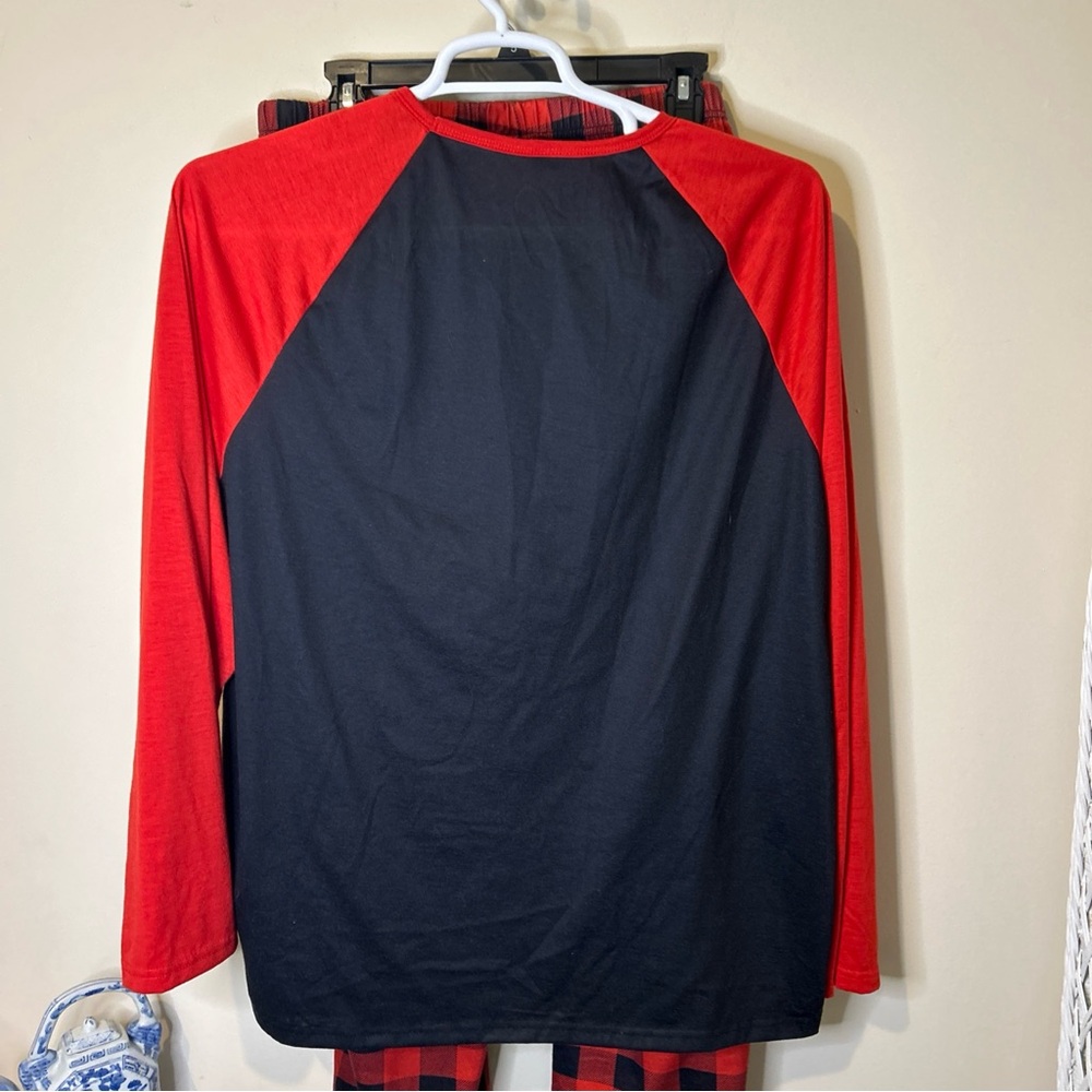 Holiday Pajamas Men’s XL Buffalo Red Black Check Pant Merry Christmas Text Shirt - Picture 4 of 11